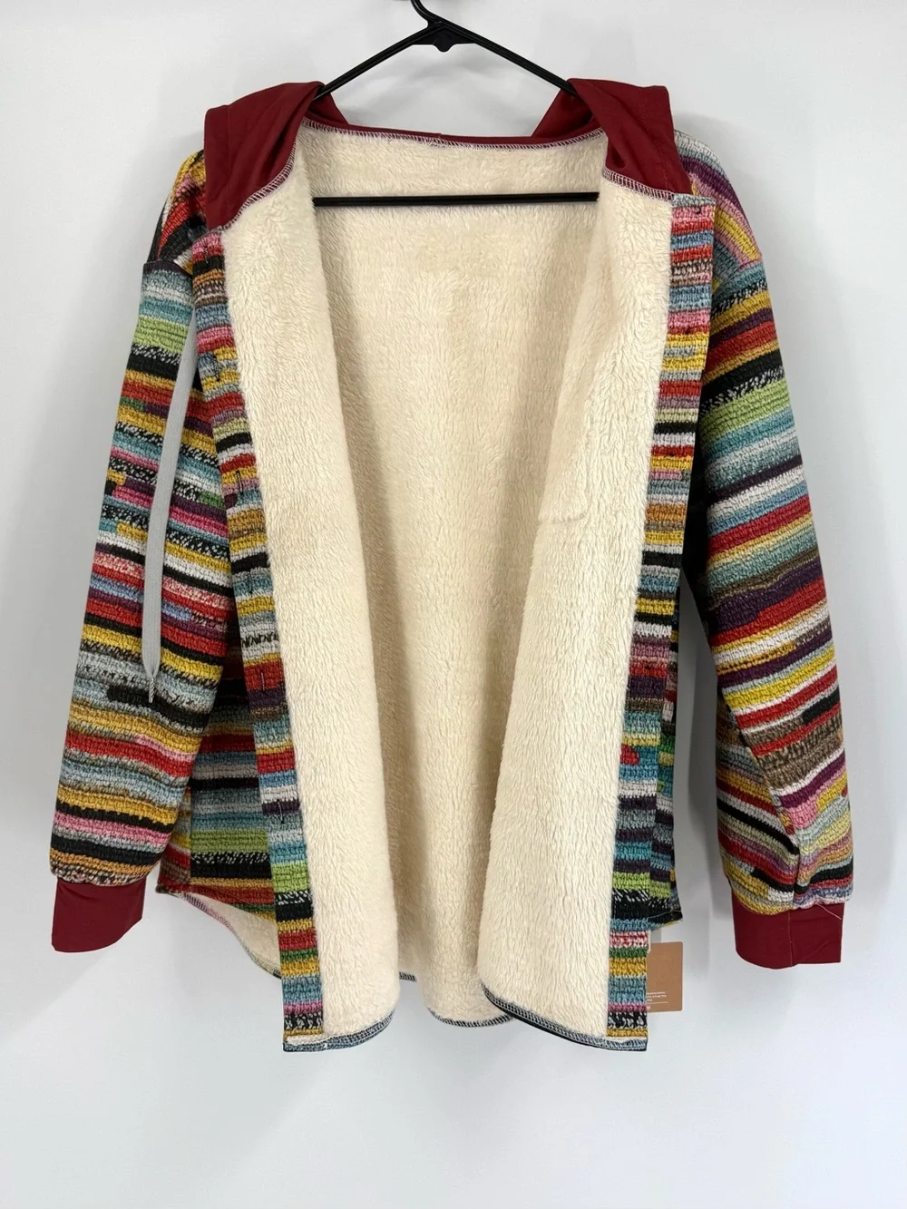 Noracora Colorful Southwestern Knit Fleece Lined Hooded Shacket Jacket, M, NWT‎